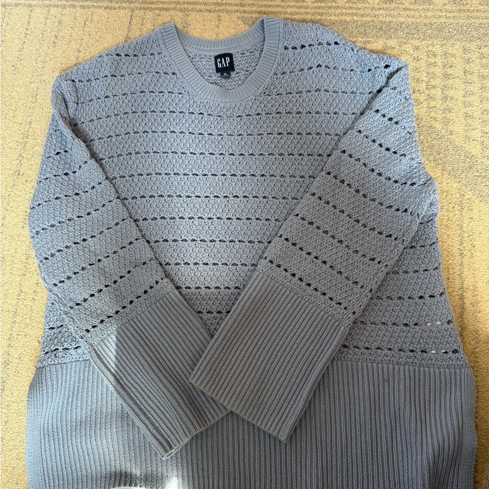 GAP Cornflower Blue Open-Knit Crewneck Sweater